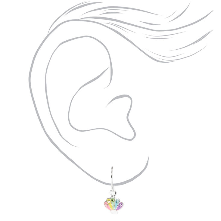 Sterling Silver Pastel Seashell Drop Earrings,