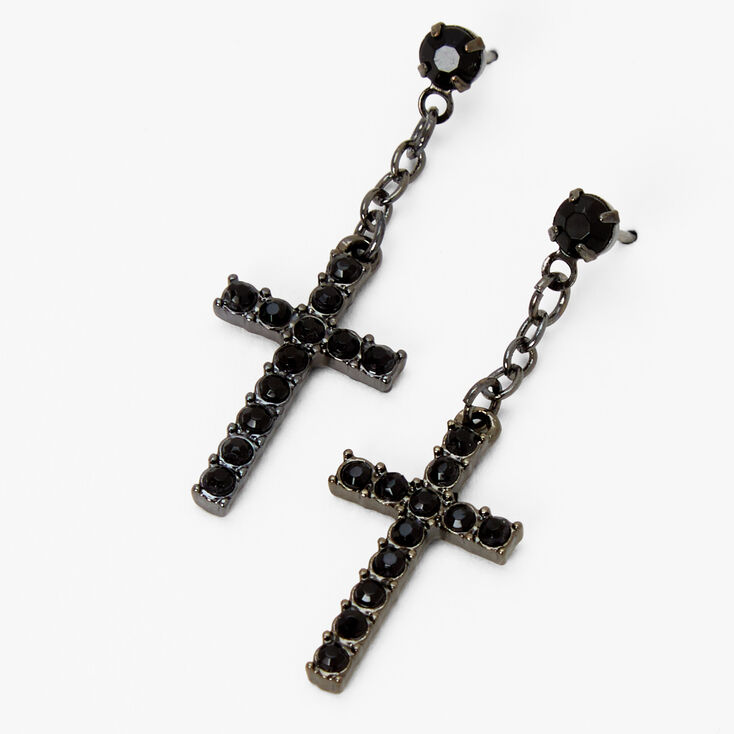 Pendantes 4&nbsp;cm croix ornement&eacute;es noires,