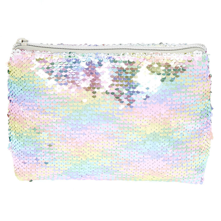 Medium Reversible Sequin Rainbow Pastel Makeup Bag,