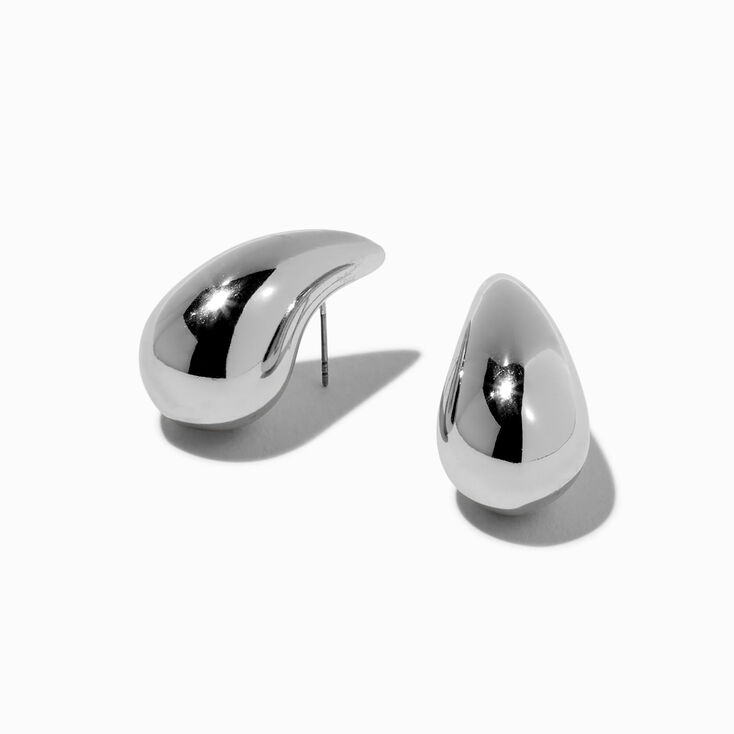 Silver-tone Large Bean 1&quot; Drop Earrings,