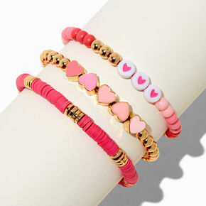 Pink Ombr&eacute; Heart Stretch Bracelets - 3 Pack,