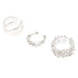 Silver Crystal Twisted Ear Cuffs - 3 Pack,