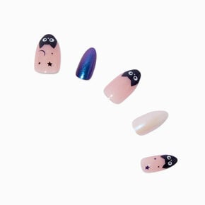 Black Cat Celestial Halloween Stiletto Press On Faux Nail Set - 24 Pack,