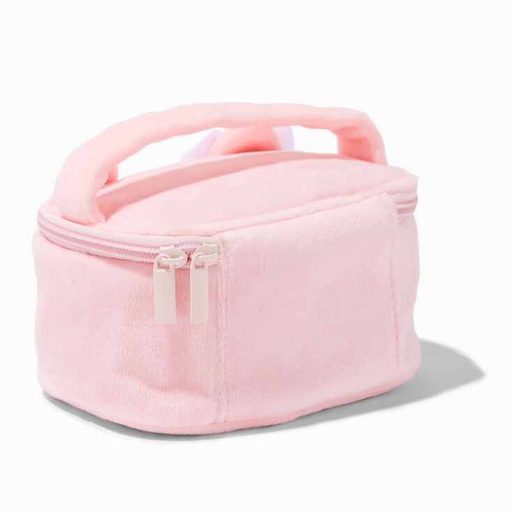 Claire's Club Pink Cat Furry Makeup Bag