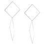 Silver-Tone Geometric Diamond Drop Earrings,