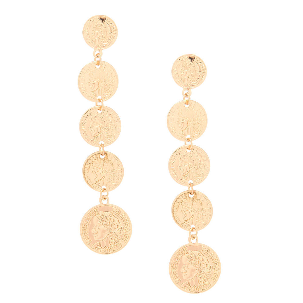 Gold coin hotsell drop earrings