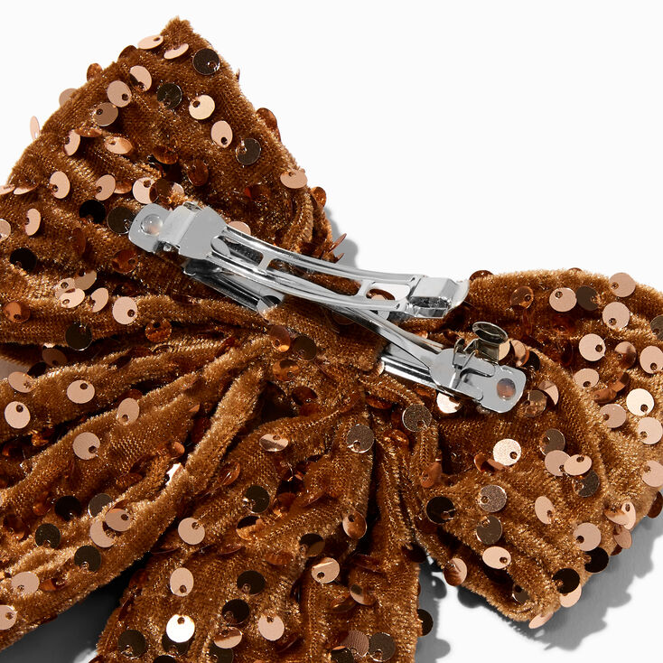 Bronze Sequin Hair Bow Clip,