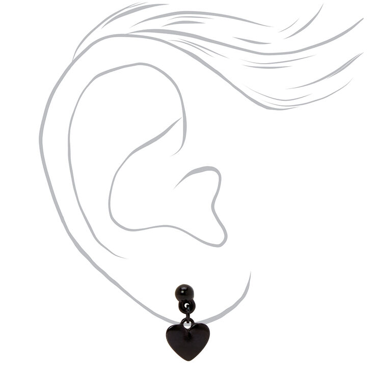Mixed Metal Dangly Heart Stud Earrings - 3 Pack,