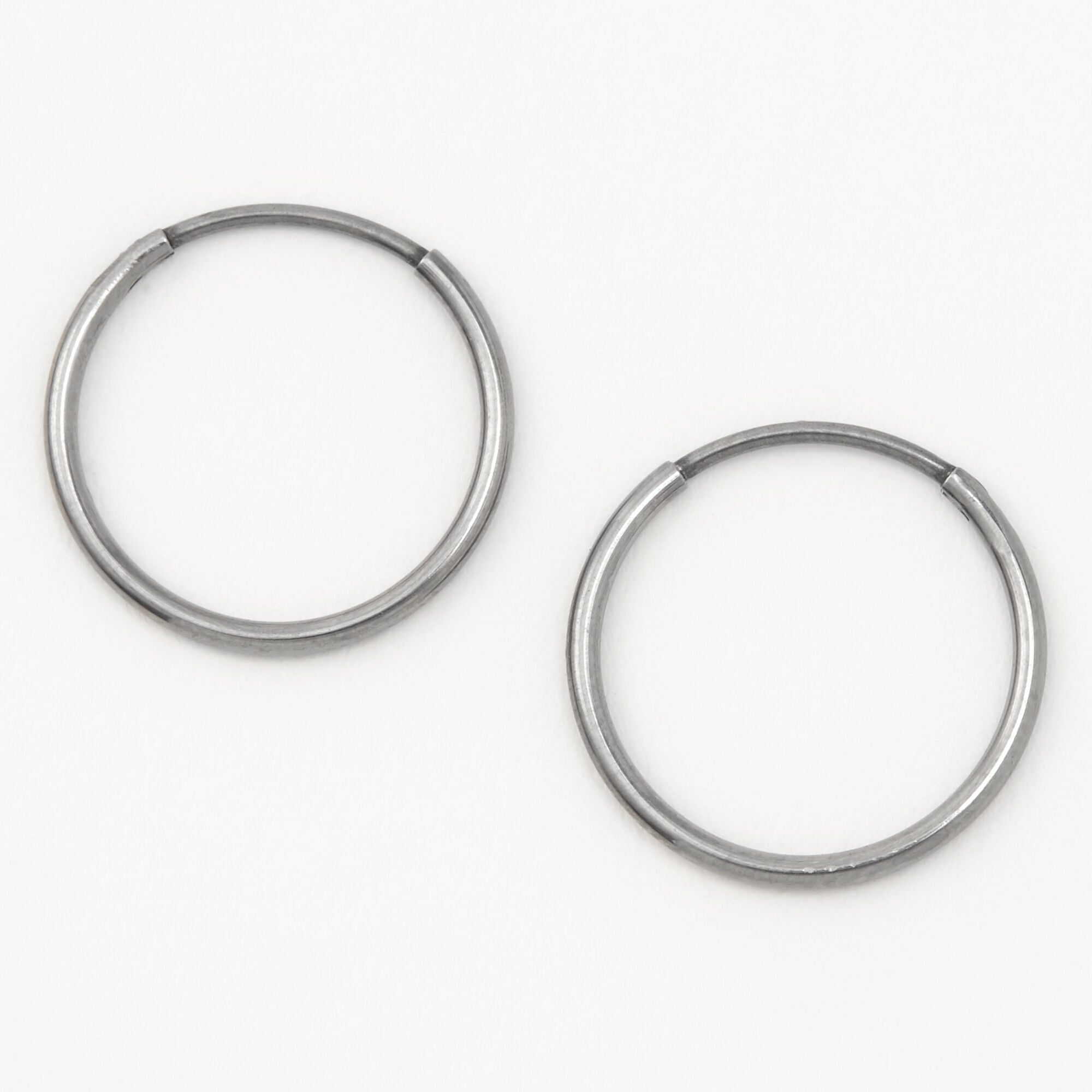 C LUXE by Claire's Silver Titanium 14MM Sleek Hoop Earrings,