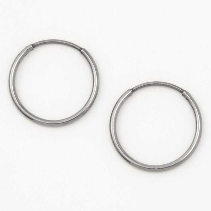 C LUXE by Claire&#39;s Silver Titanium 14MM Sleek Hoop Earrings,