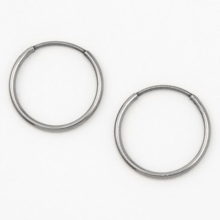 C LUXE by Claire&#39;s Silver Titanium 14MM Sleek Hoop Earrings,