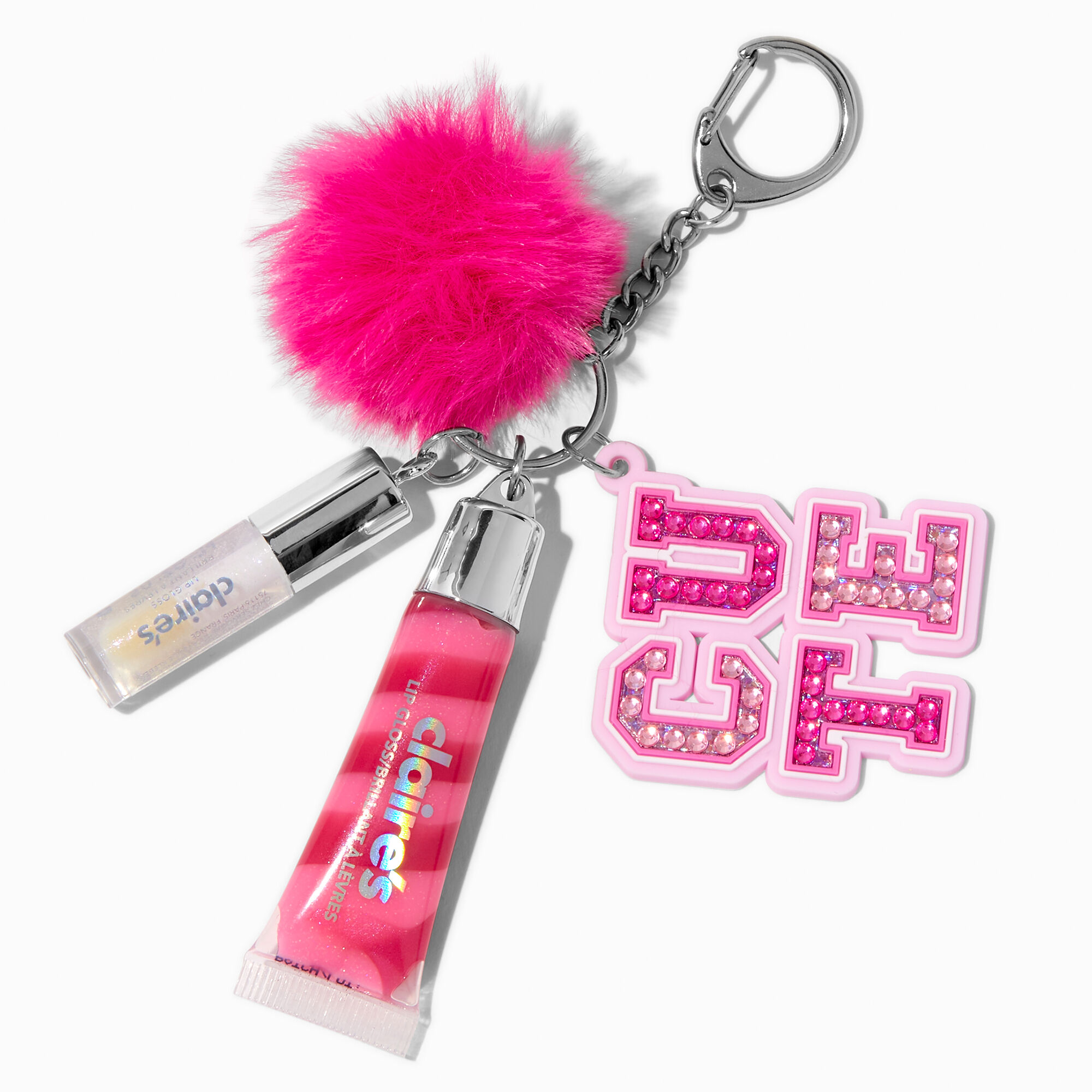 TwinkieCreationsShop Custom Lip Gloss Bundle Keychain | Bundle Keychain | Custom Resin Keychain | Pom Pom Keychain | Lip Gloss Keychain | Alphabet Keychain