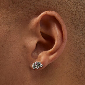 Sterling Silver Crystal Elephant Stud Earrings,
