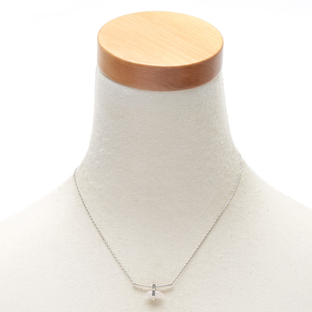 Rose Quartz Compassion Bar Pendant Necklace,