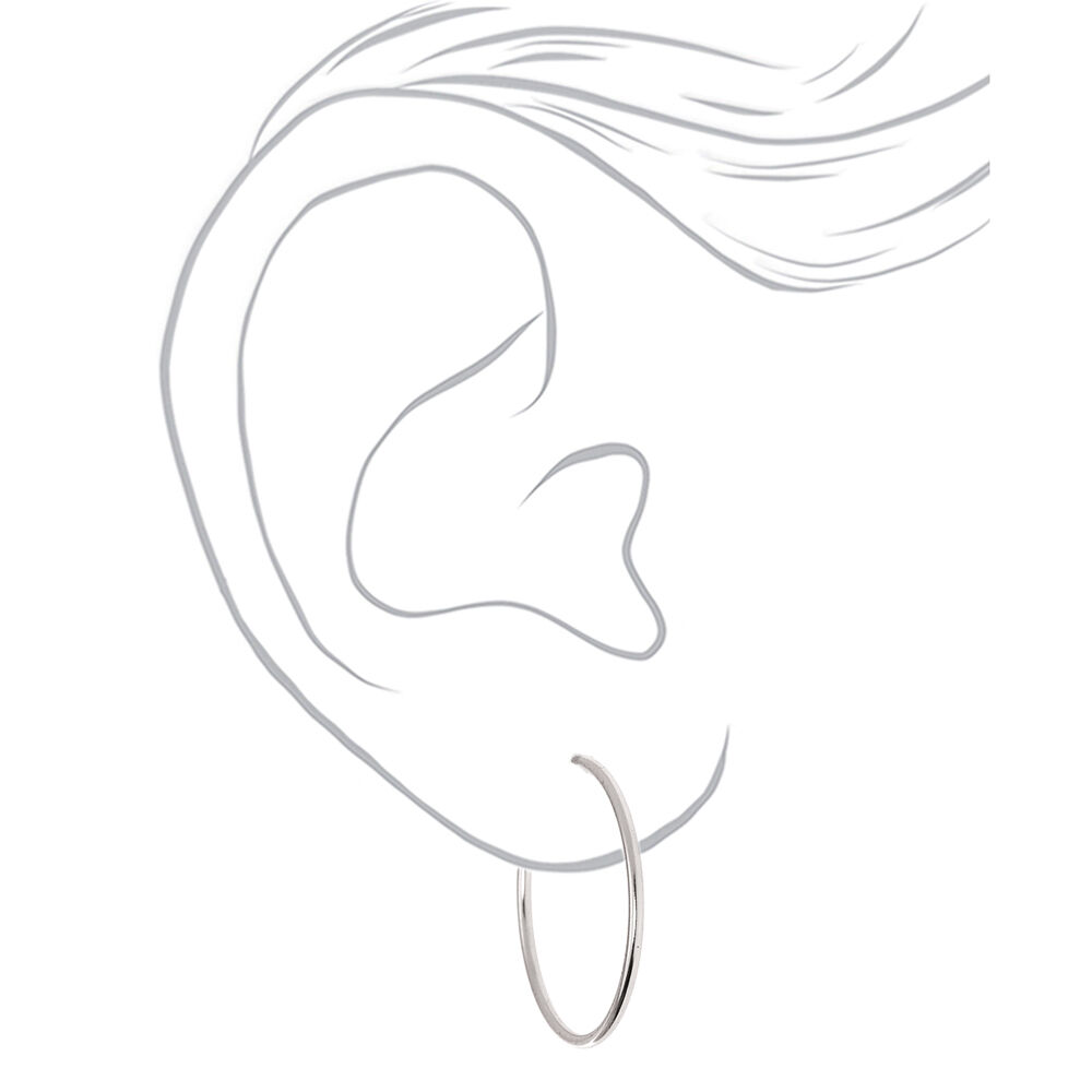 Silver 40MM Clip On Hoop Earrings,