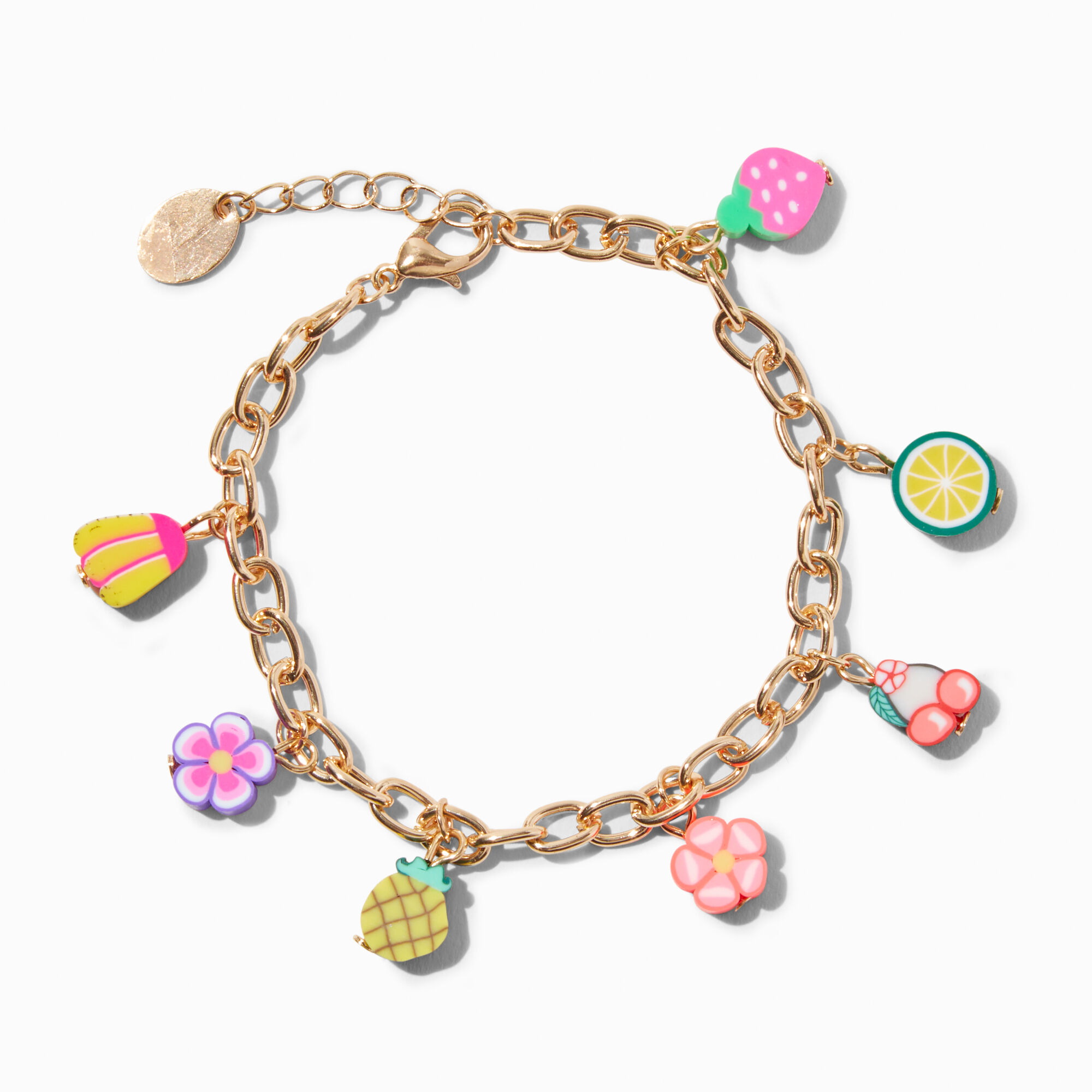 View Claires Fruit Tone Charm Bracelet Gold information