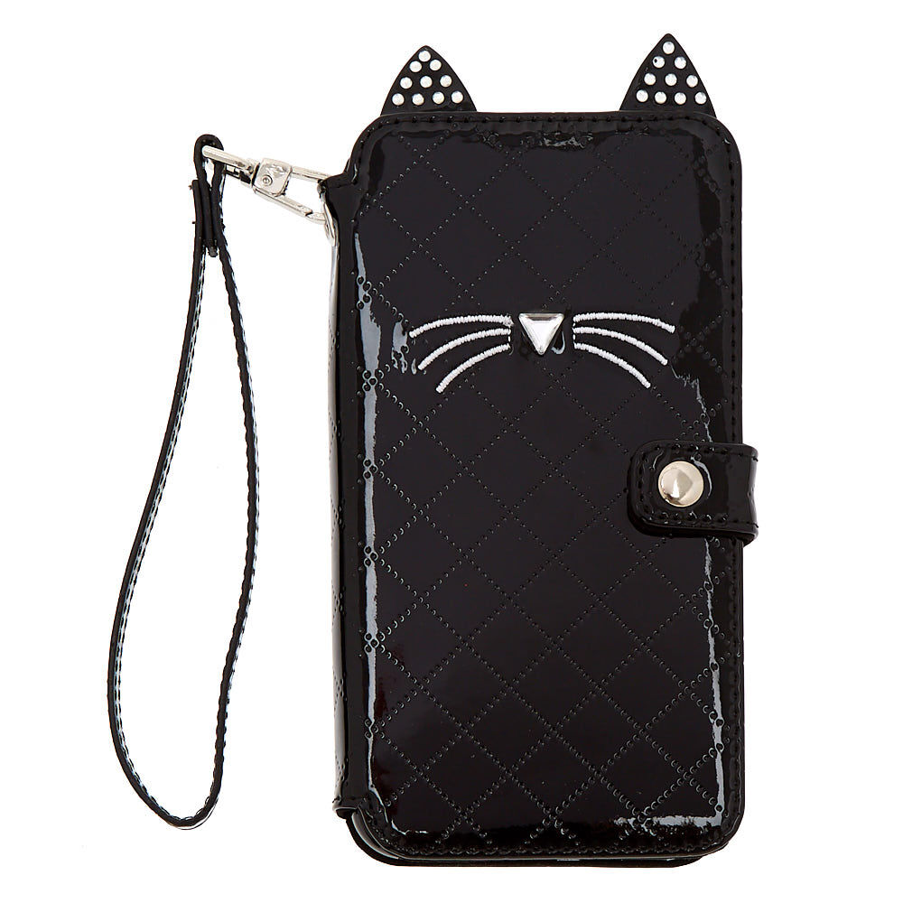Black Cat Folio Phone Case - Black,