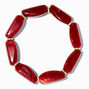 Bracelet &eacute;lastique avec pierre polie rouge,
