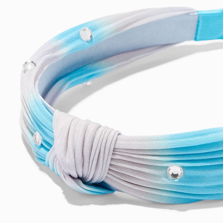Claire&#39;s Club Rhinestone Pleated Blue Knotted Headband,