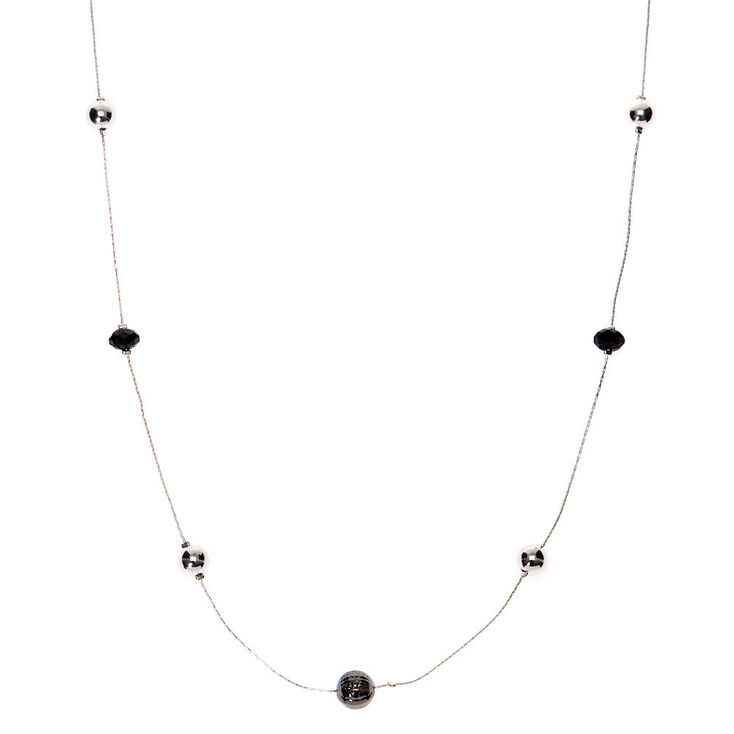 Claire's Collier long perlé couleur argenté