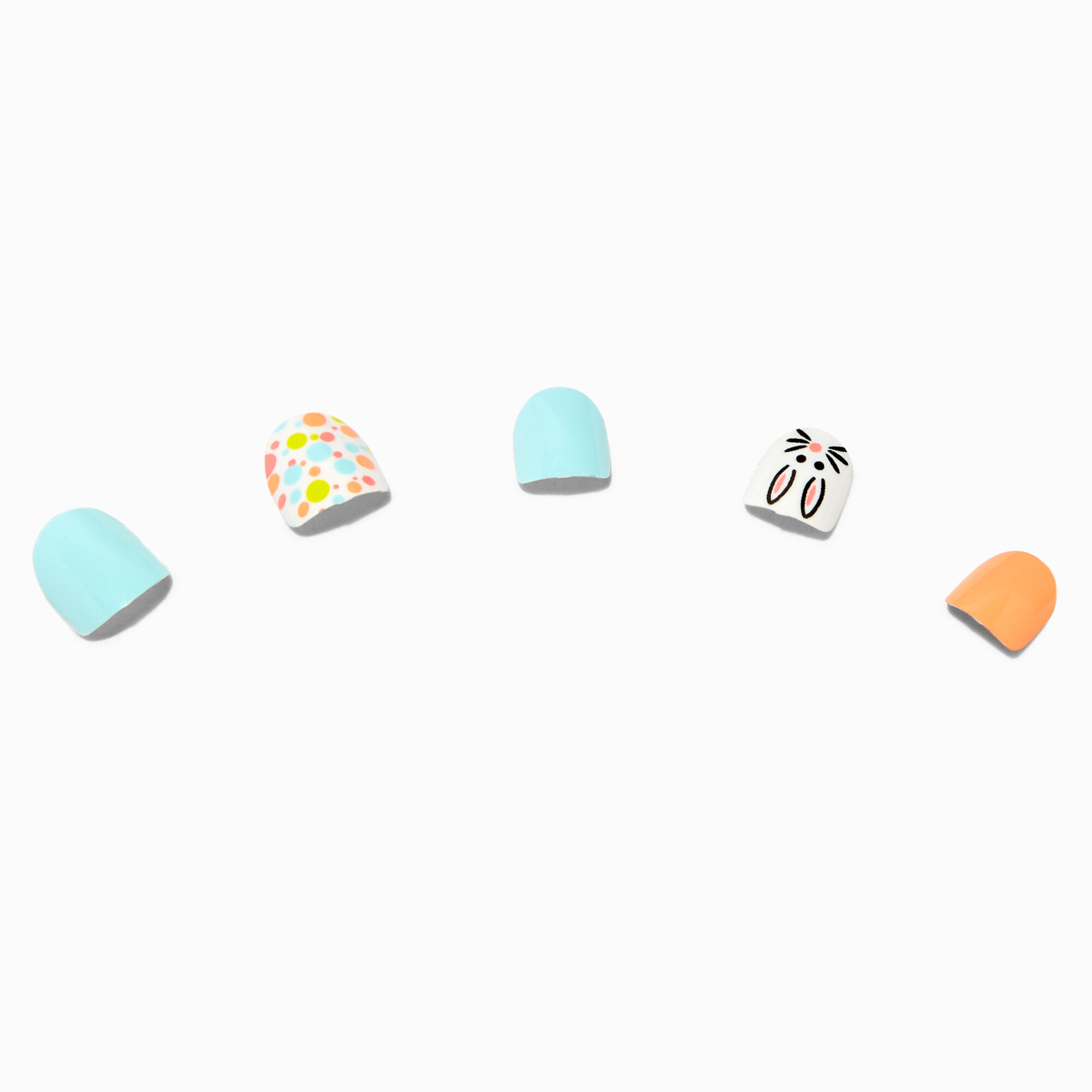 Claire's Club Polka Dot Bunny Square Vegan Press On Faux Nail Set - 10 Pack,