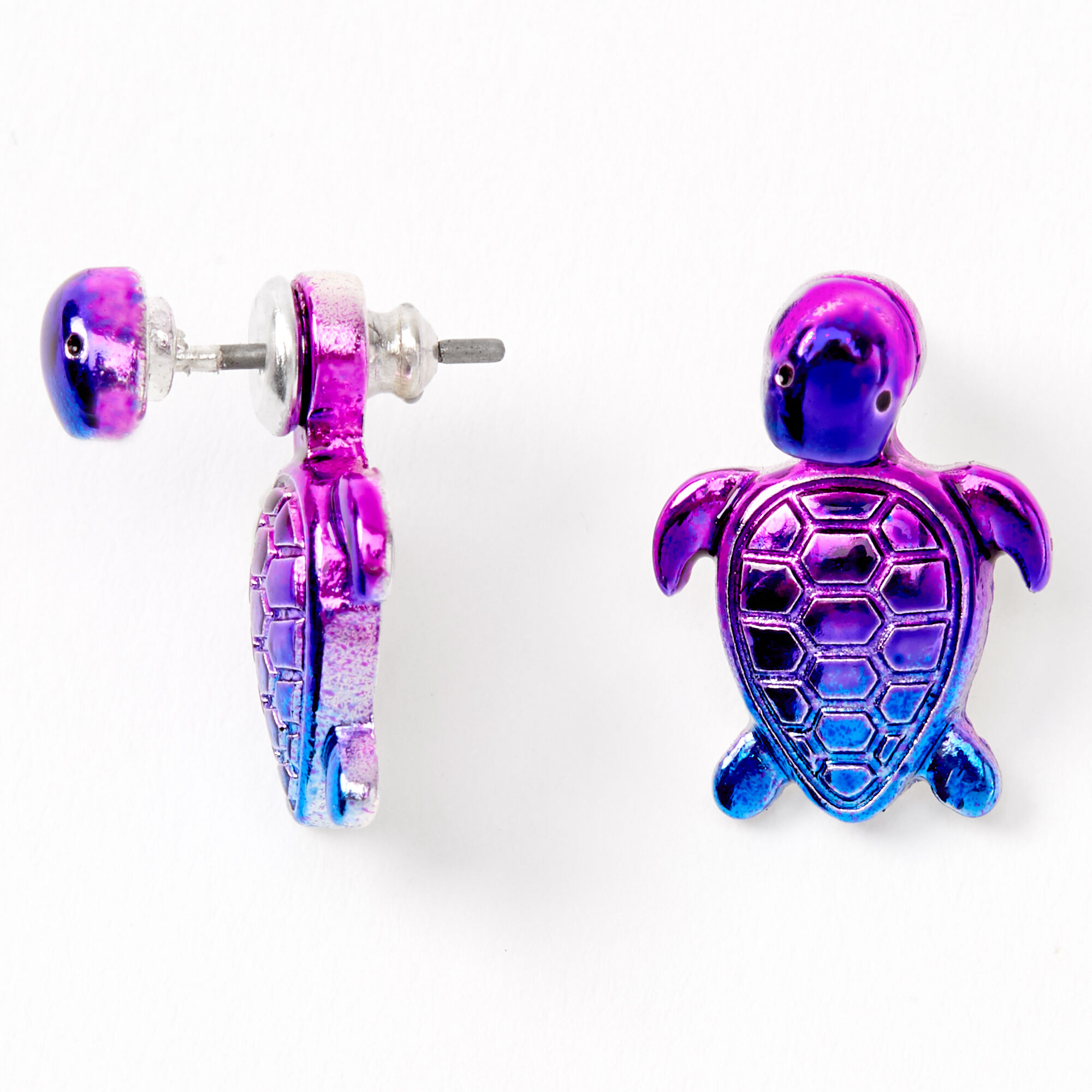 Anodised Rainbow Turtle Ear Jacket Earrings,