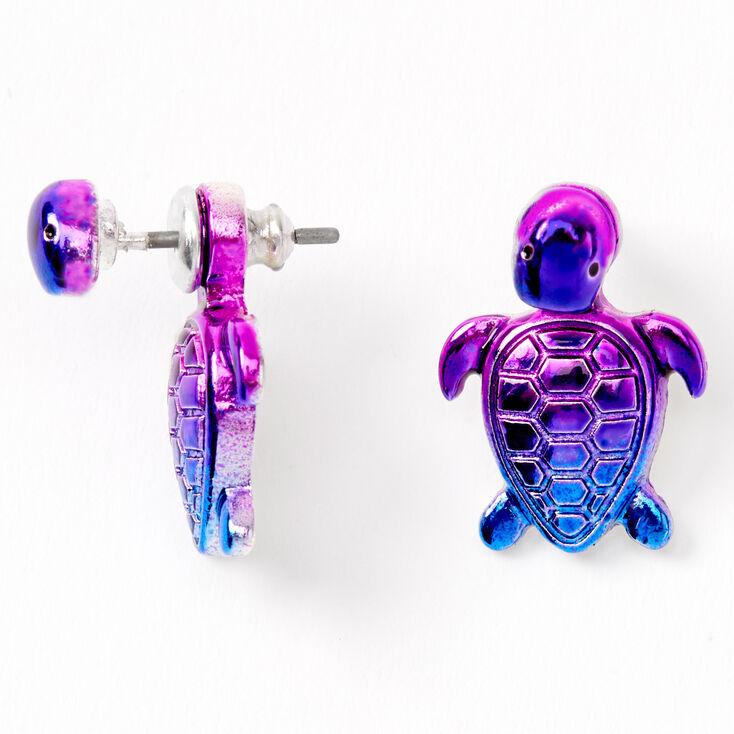 Anodised Rainbow Turtle Ear Jacket Earrings Claire S