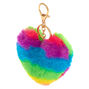 Porte-cl&eacute;s &agrave; pompons c&oelig;ur arc-en-ciel,