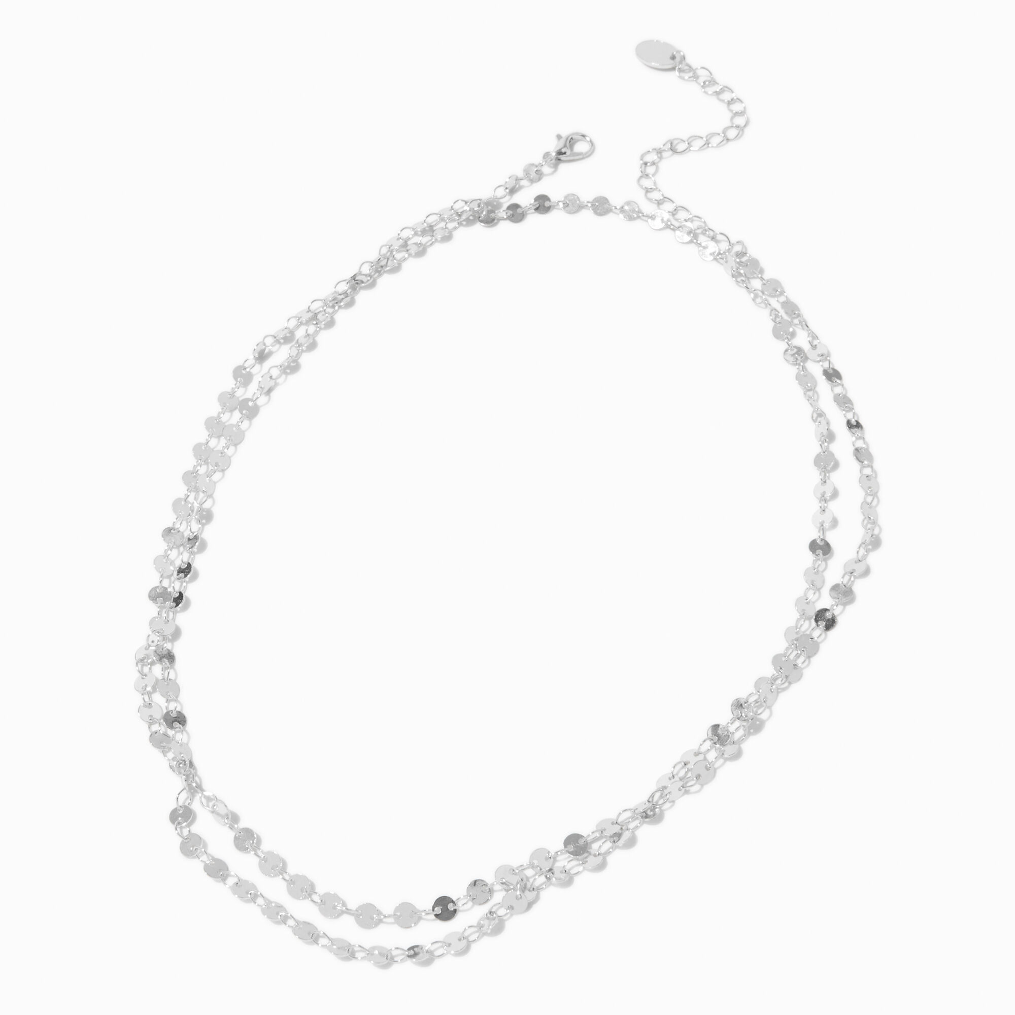 Silver-tone Linked Coin Rope Multi-Strand Necklace ,