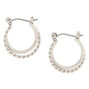 Silver-tone 15MM Braided Double Hoop Earrings,