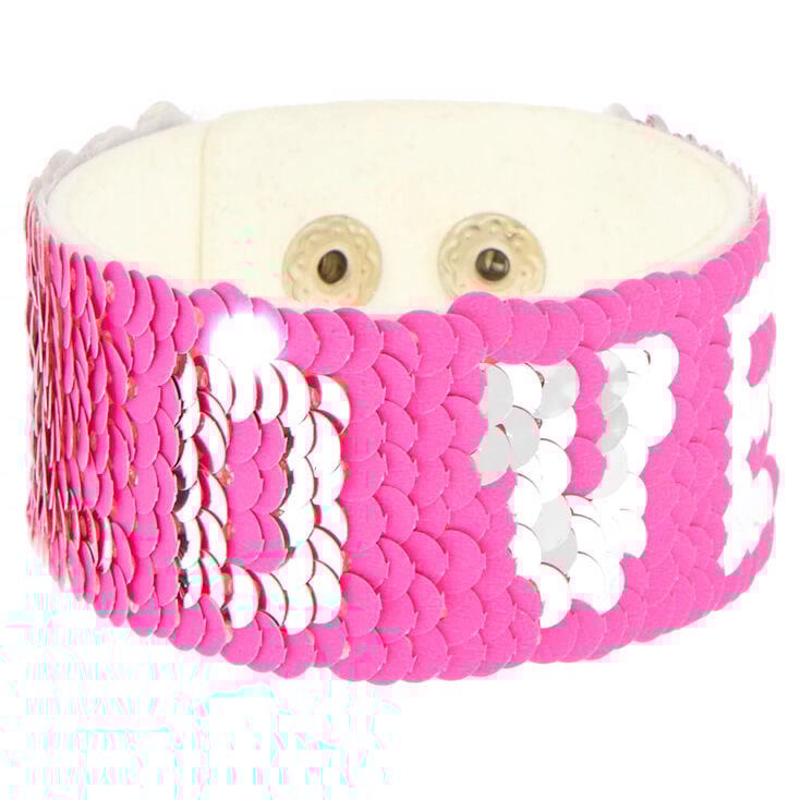 Pink Reversible Sequin Love Bracelet Claire S Pink Reversible Sequin Love Bracelet