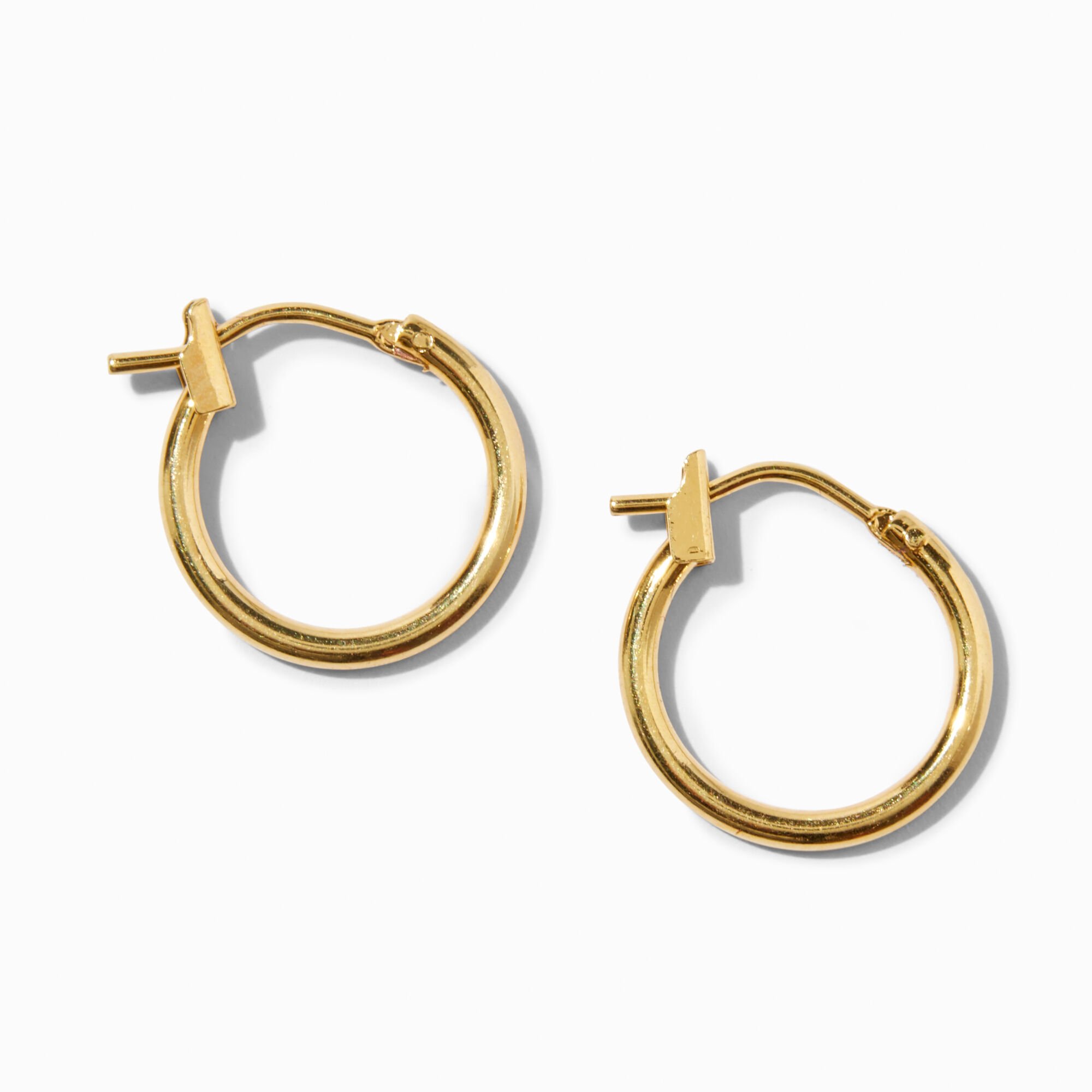 View Claires 18K Plated 14MM Hinge Hoop Earrings Gold information