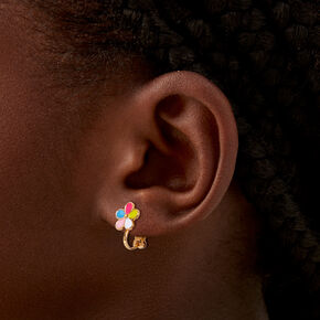 Rainbow Daisy Clip-On Stud Earrings,