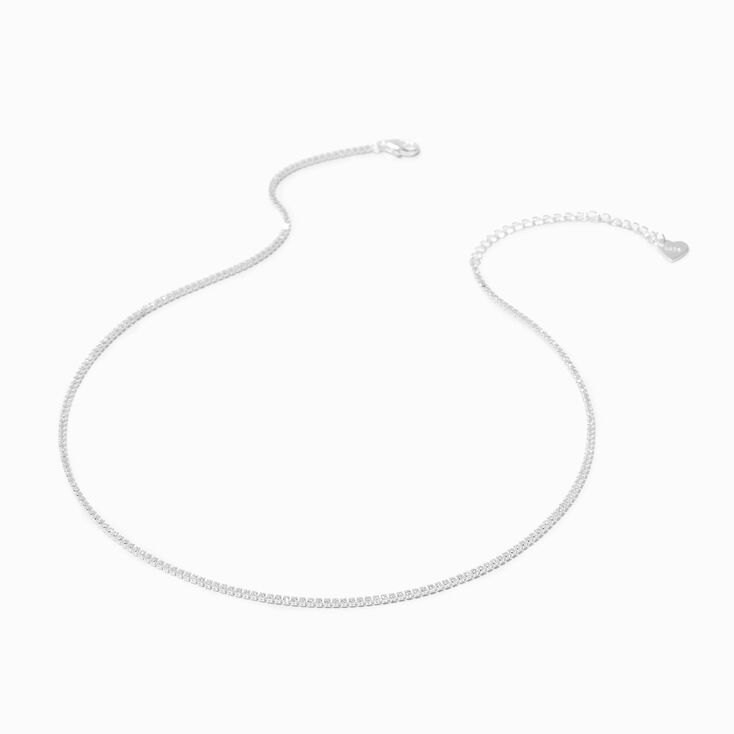 C LUXE by Claire&#39;s Sterling Silver Cubic Zirconia Cup Chain Necklace,