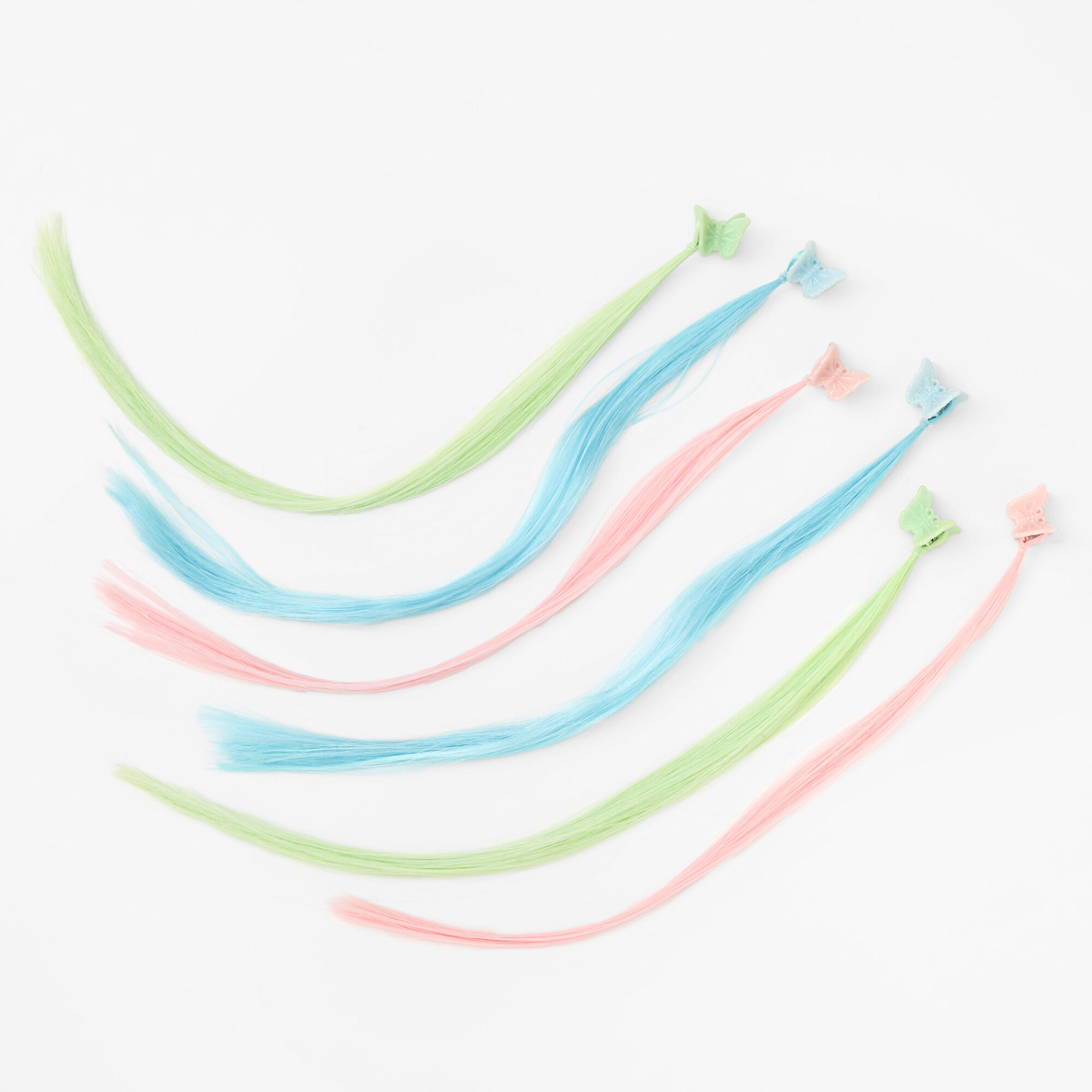 Claire's Club Faux Hair Pastel Butterfly Hair Claws - 6 Pack,