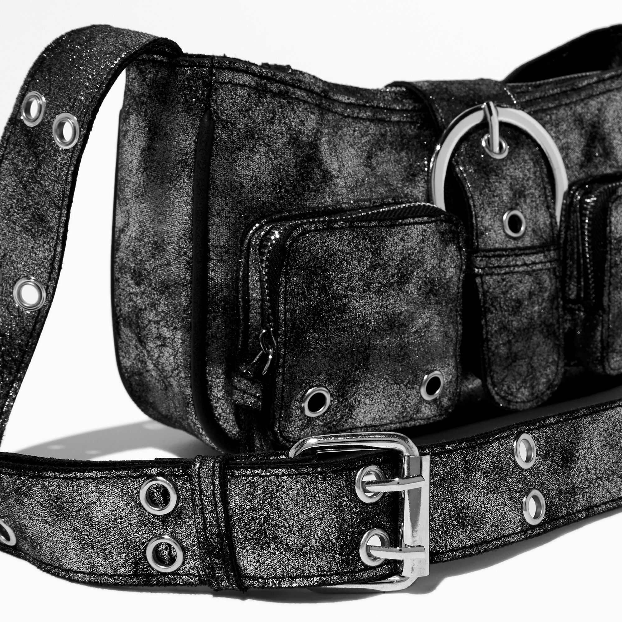 Silver Metallic Crossbody Bag