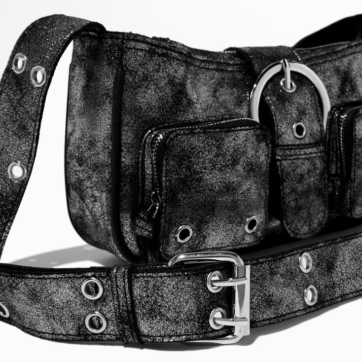 Silver Metallic Crossbody Bag ,