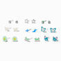 Clous d&#39;oreilles motif printanier bleus - Lot de 9,