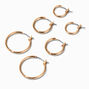 Gold-tone Graduated Hinge Hoop Earrings - 3 Pack,