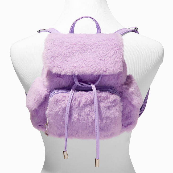 Furry Purple Flap Backpack,