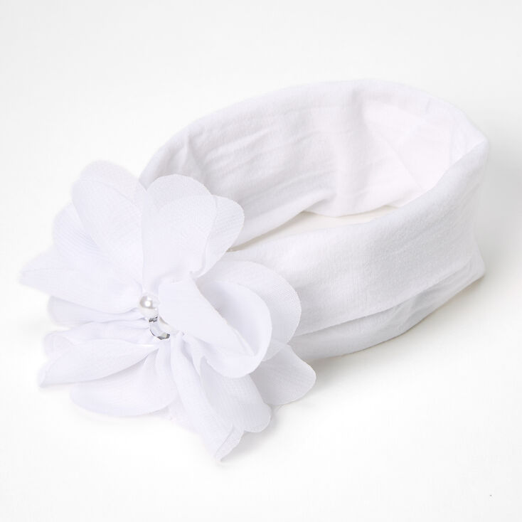 Claire's Bandeau à fleur en mousseline Claire's Club - Blanc