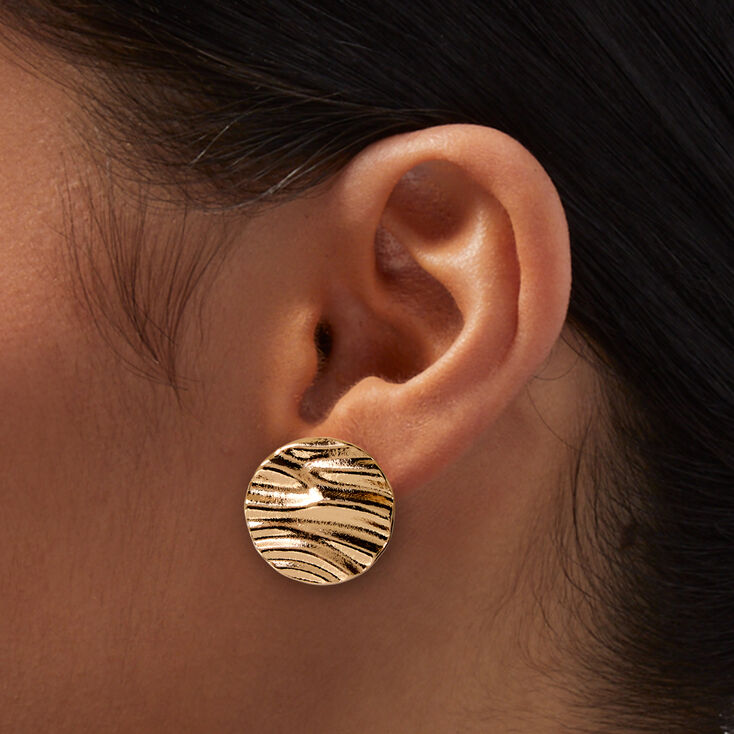 Boucles d&#39;oreilles &agrave; clip disque ondul&eacute; couleur dor&eacute;e,