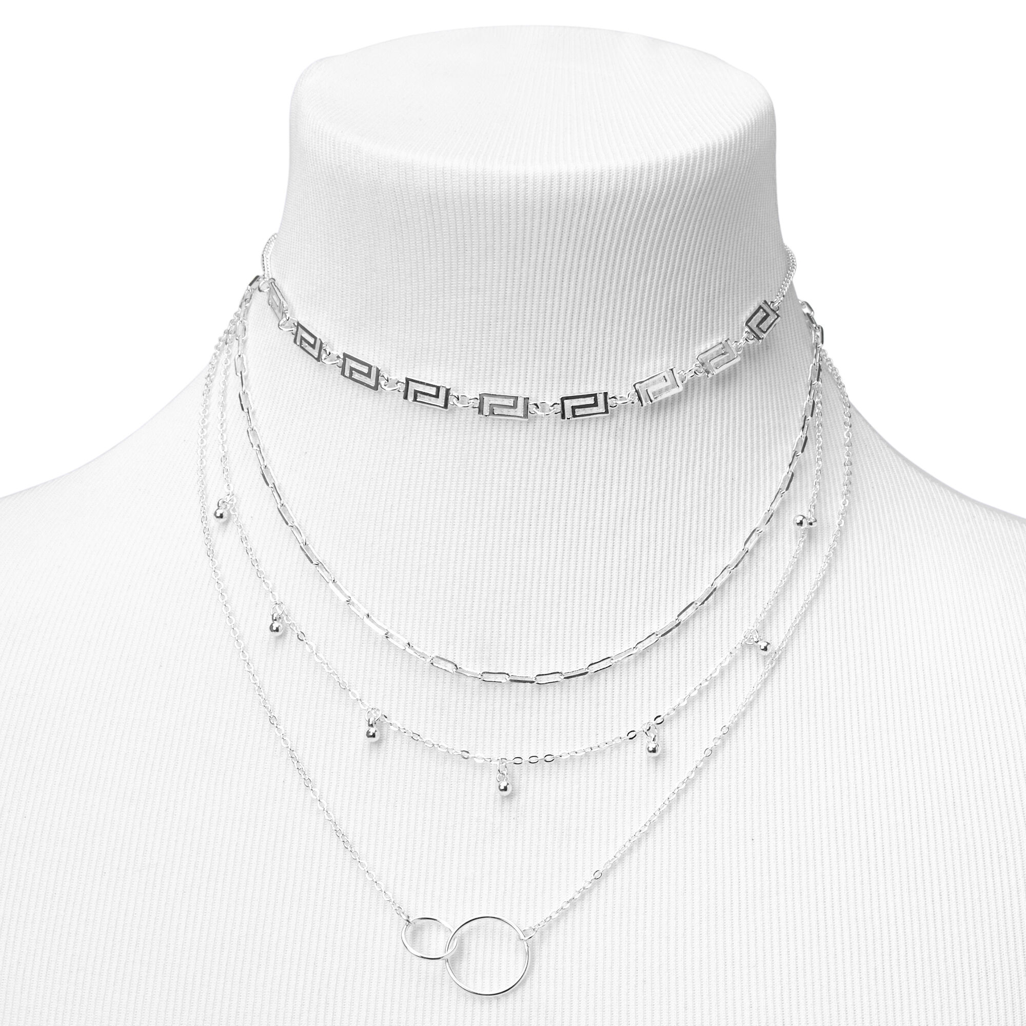 Silver 10-16" Charm Multi Strand Necklace,