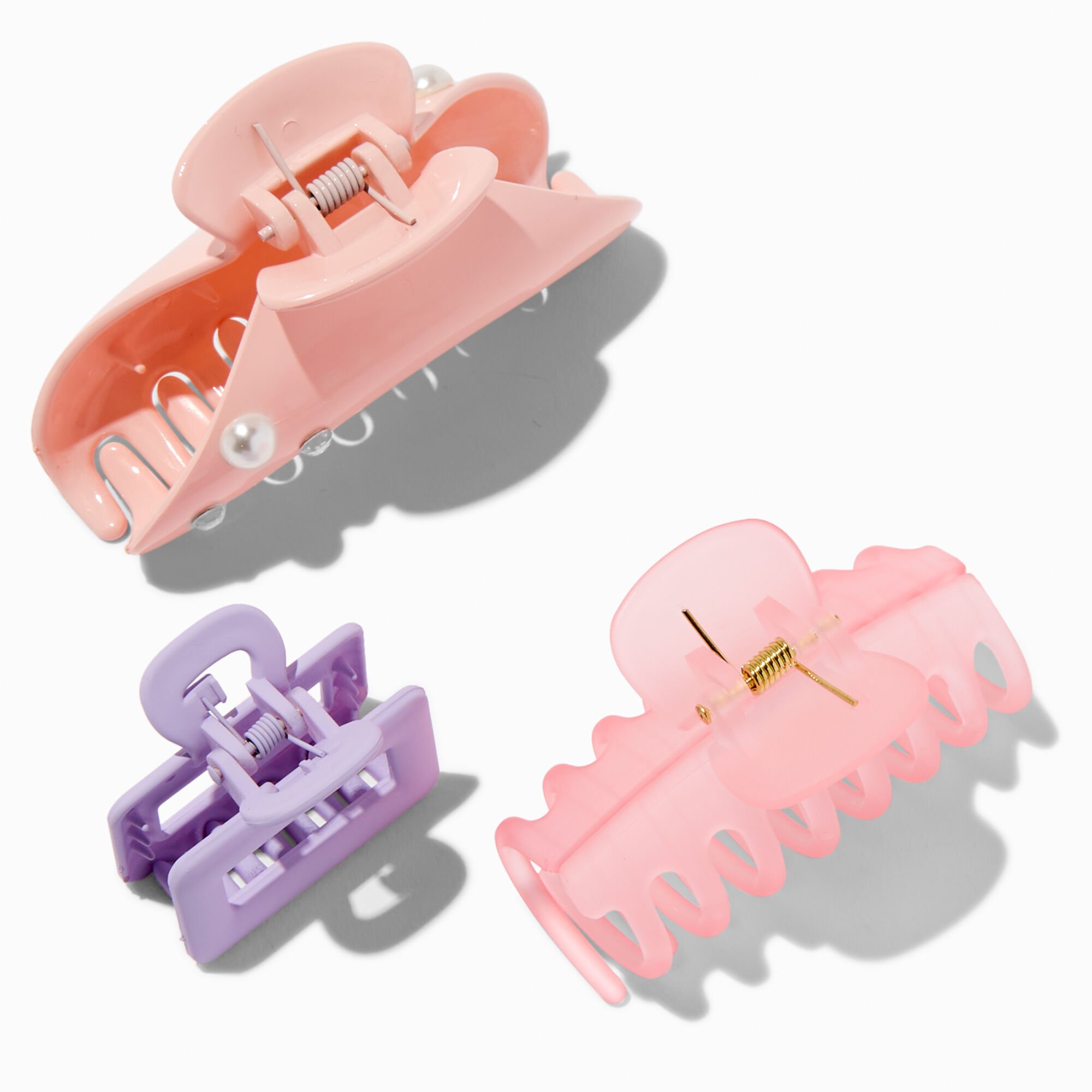 Monochrome Pink Cuties Small Hair Claws - 3 Pack,