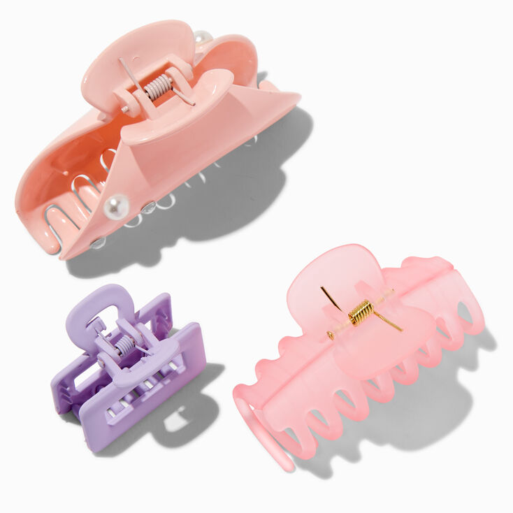 Monochrome Pink Cuties Small Hair Claws - 3 Pack,