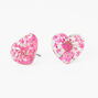 Floral Resin Heart Stud Earrings,