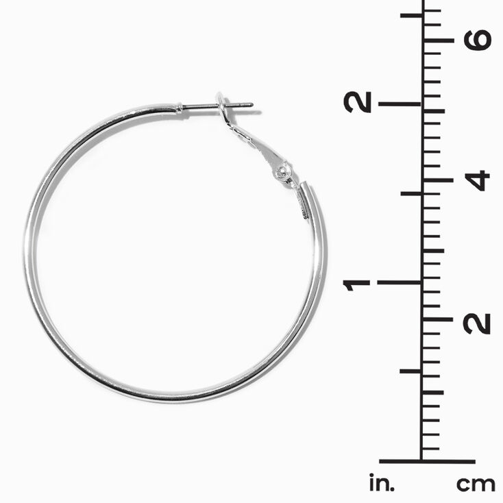 Silver-tone Graduated Textured Hoop Earrings - 3 Pack ,