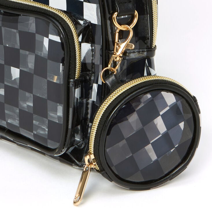 Black Checkerboard Clear Small Backpack,