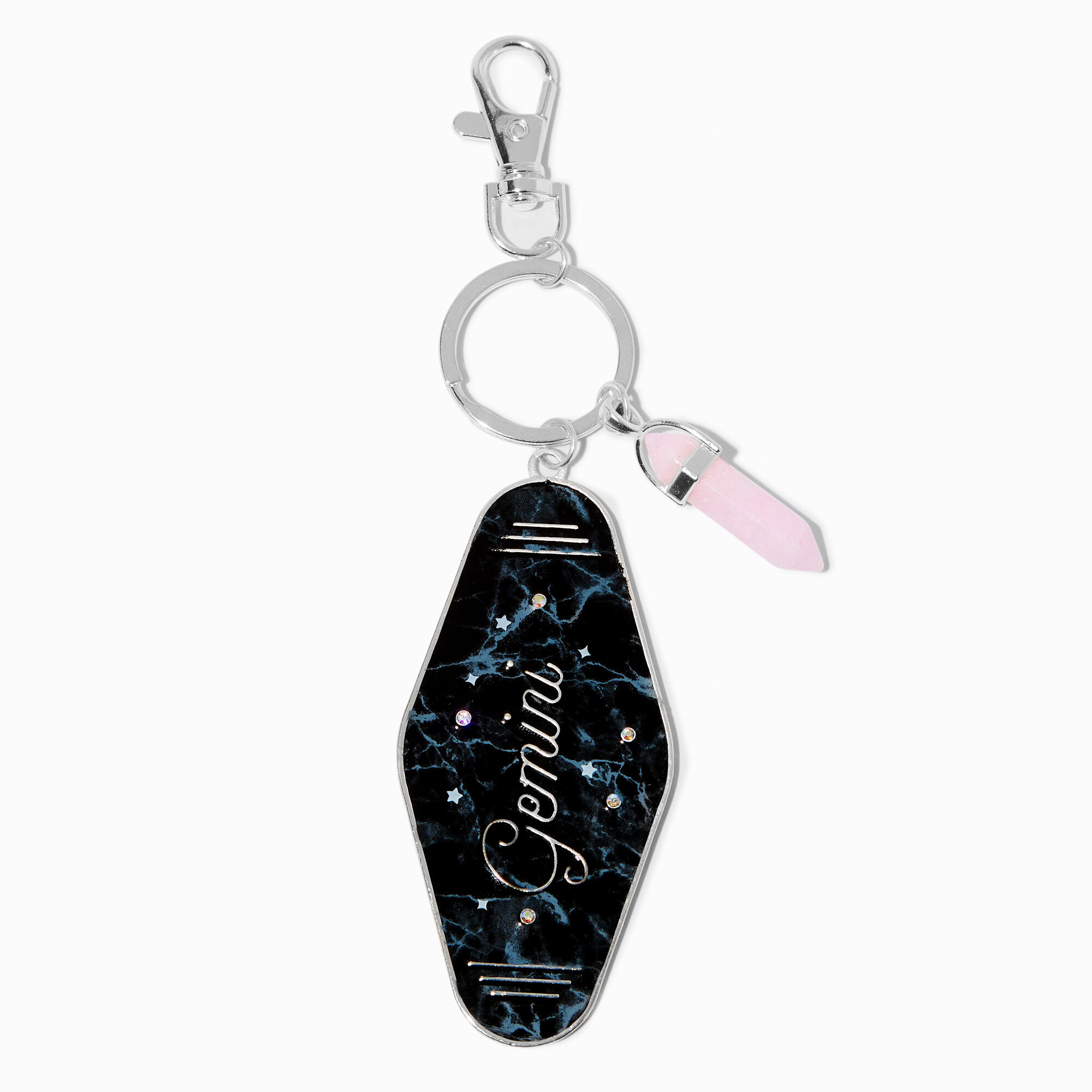 View Claires Retro Hotel Zodiac Keyring Gemini information