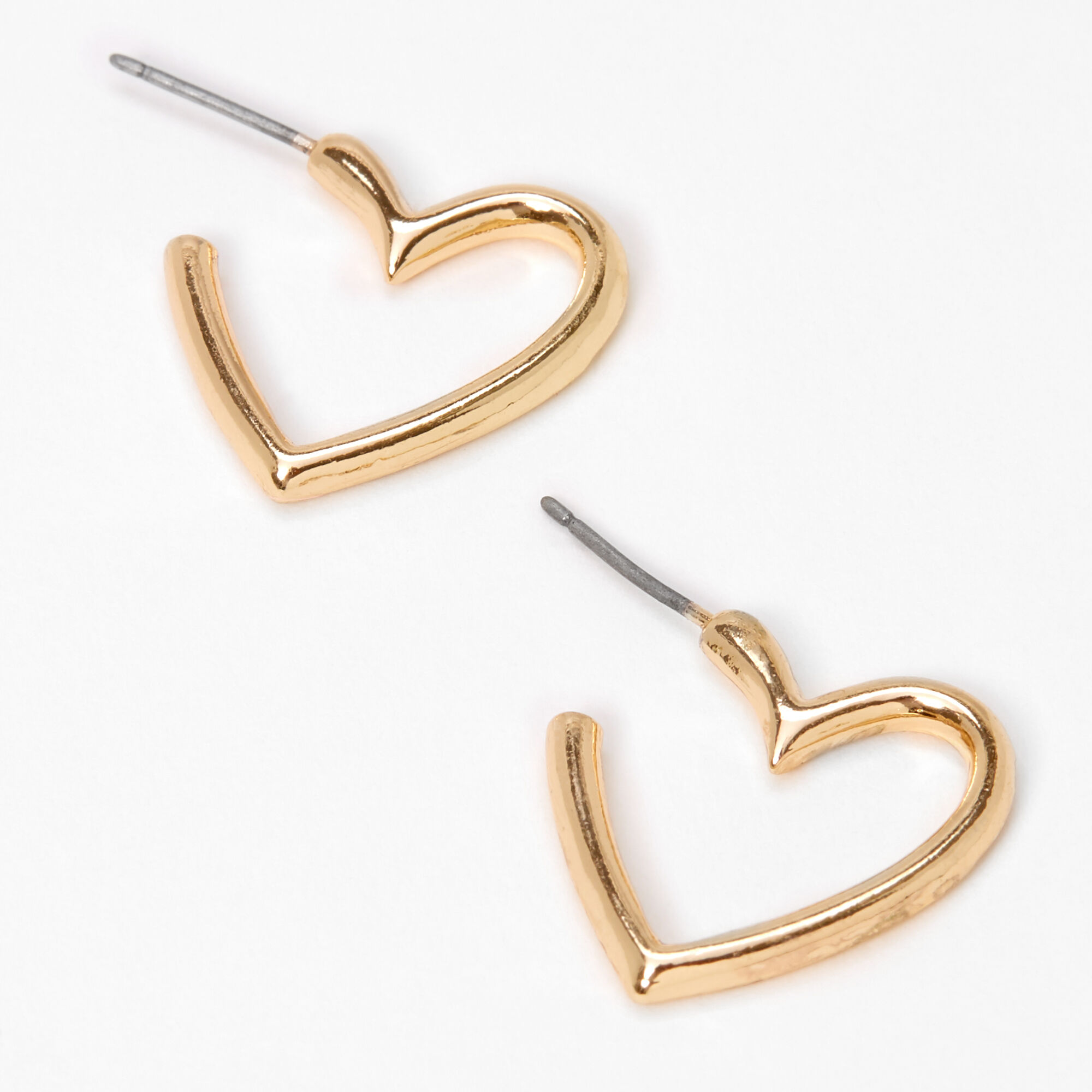 Gold Contiual Heart Hoop Earrings